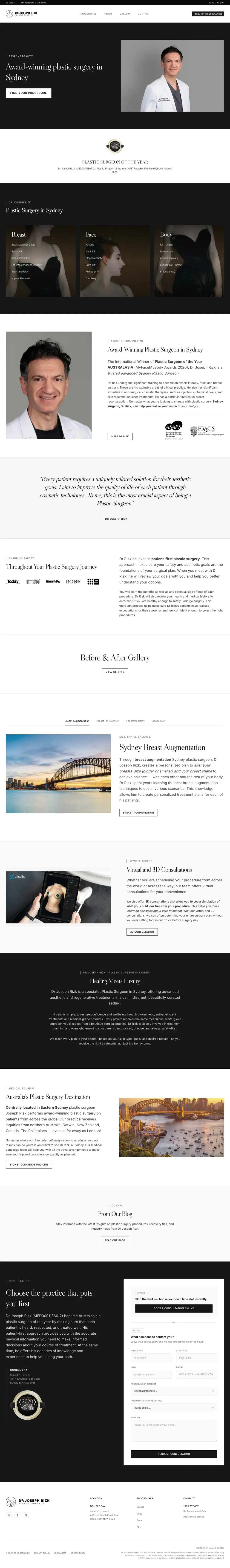 Full-page screenshot of the Dr Joseph Rizk website