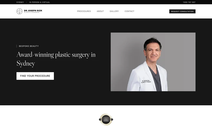 Dr Joseph Rizk desktop website screenshot